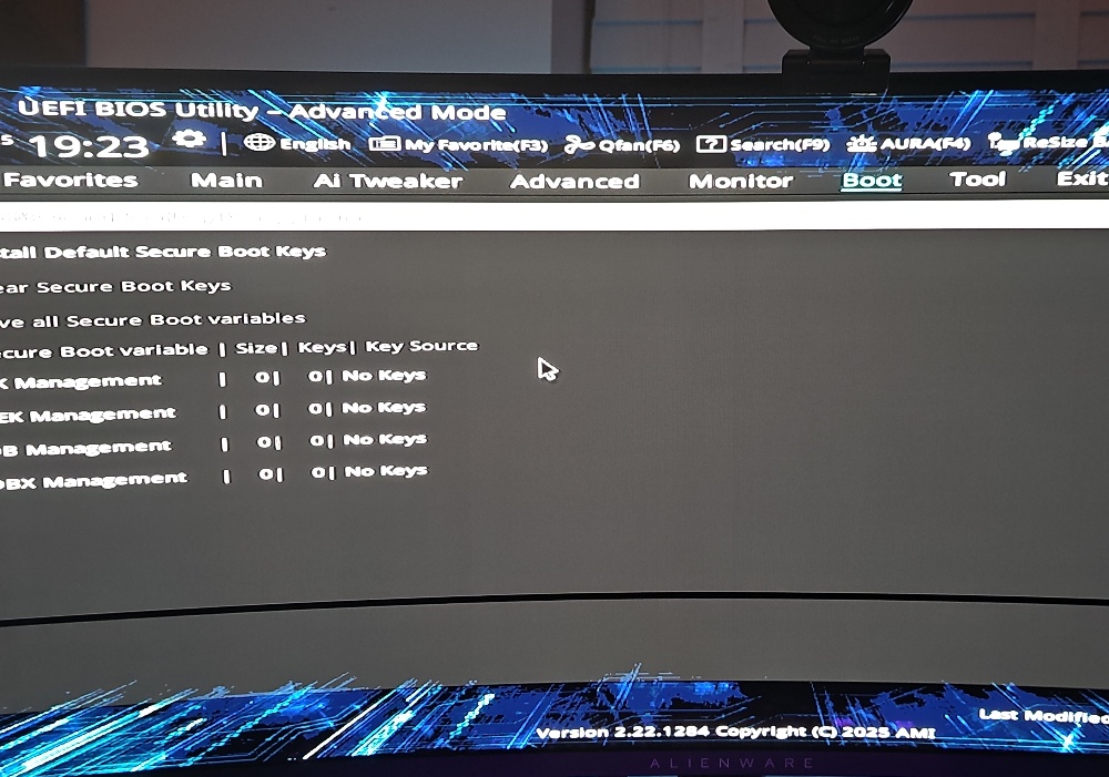 Bios secure boot clear keys